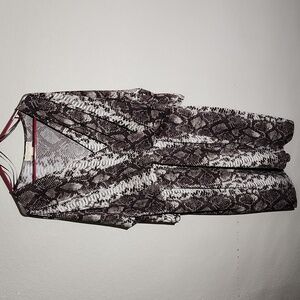 Michael Kores Dress Size 2X womens faux wrap snake skin  brown white